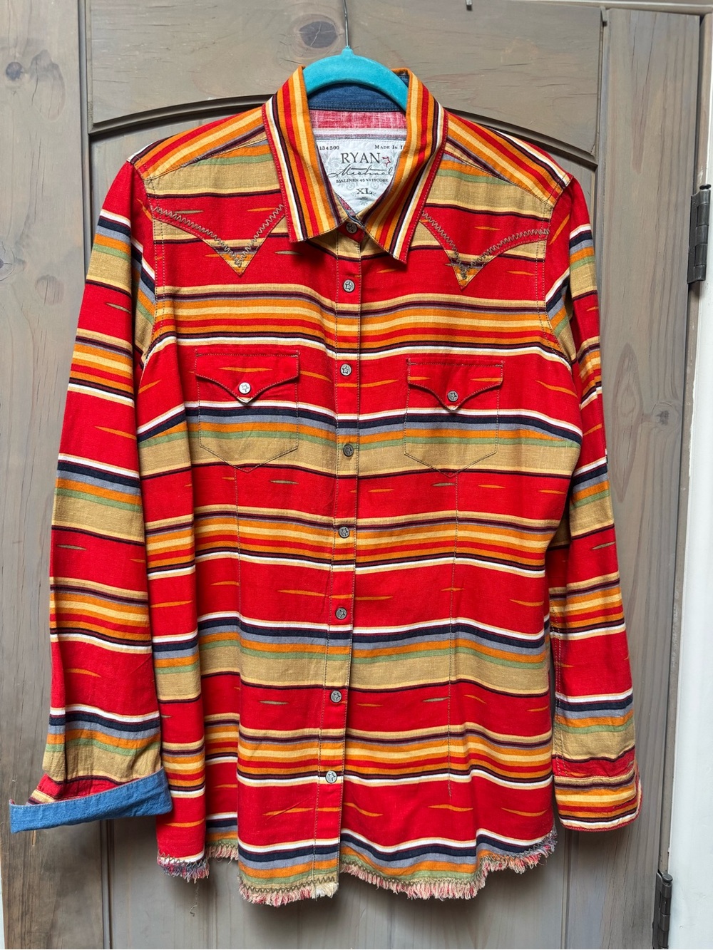 Ryan Red Striped Button-Down Western Shirt